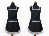 Fartuch kuchenny czarny, falbanka wzór Paisley