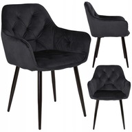 KRZESŁO WELUROWE PIKOWANE LOFTOWE TAPICEROWANE NOWOCZESNE CZARNE NOGI LOFT