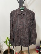 T Koszula brąz bawełna artystyczne muszle paski Fiqured Fabrique