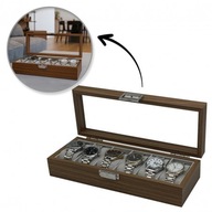 SZKATUŁKA NA 6 ZEGARKÓW, ETUI, ORGANIZER ZAMYKANY ZE SZKŁEM