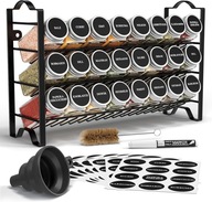 Stojak na przyprawy ze słoikami 24 sztuki półka stojąca 48 naklejek