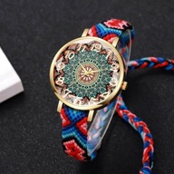 Kolorowy zegarek boho zaciągany na sznurku pleciona bransoletka CLZ42