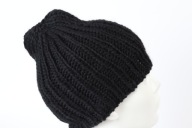 Wełniana czapka Eskimo-rękodzieło, S, czarna, ciepła, gruba