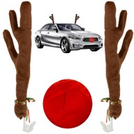 Dekoracja Samochodowa Rogi Renifera XTROBB Nos na Auto Ozdoba Świąteczna
