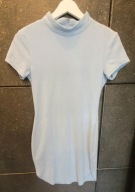 AX Paris Niebieska Mini Sukienka Dopasowana z Półgolfem Zamszowa – 36 / S