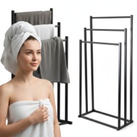 STOJAK NA RĘCZNIKI METALOWY CZARNY ŁAZNIENKOWY RĘCZNIK ŁAZIENKI STOJĄCY