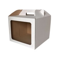Pudełko na tort ciasto z oknem 30×30×25 cm – białe, mocne opakowanie