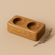 Świecznik podwójny handmade – drewno, tealight, olej tungowy