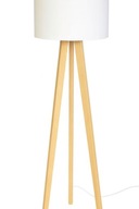 Lampa stojąca podłogowa z drewnianą podstawą – zmienne abażury kolorowe