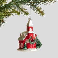 Bombka kościół szklany kościółek czerwony dla Babci home&you na prezent