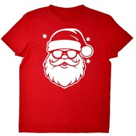 Koszulka z Mikołajem świąteczna czerwona męska L