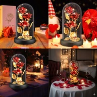 PREZENT WIECZNA CZERWONA RÓŻA W SZKLANEJ KOPULE Z OŚWIETLENIEM LED