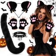 STRÓJ KOTA KOSTIUM KOTEK PRZEBRANIE FURRY THERIAN OGON ŁAPKI NA HALLOWEEN