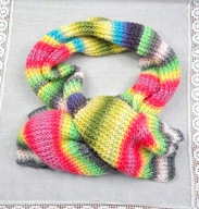 Wielobarwny, Szeroki Szal Ombré w Pasy - Ciepły i Miękki.