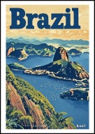 A2 KOLOROWY PLAKAT OBRAZ BRAZYLIA BRAZIL, OCEAN ATLANTYCKI, VINTAGE RETRO