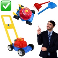 KOSIARKA PLASTIKOWA ZABAWKA Z DŹWIĘKIEM ZESTAW OGRODNIKA + GRABIE I ŁOPATKA