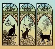 Zakładka Gadżet Witraż Orientalny Koty śliczne Kotki 3 szt kolor Prezent