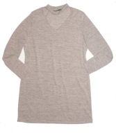 F&F_Piękna SUKIENKA_pudrowy róż melanż prosta mini stójka dzianina_42