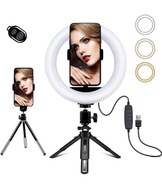 LED RING Lampa pierścieniowa okrągła led ze statywem 15 cm średnica