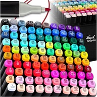 MARKERY ALKOHOLOWE 100SZT FLAMASTRY MAZAKI PISAKI DWUSTRONNE TRWAŁE + TORBA