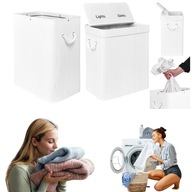 KOSZ BAMBUSOWY NA PRANIE BIELIZNĘ BIAŁY Z POKRYWĄ PODZIAŁEM KOLORÓW 100L