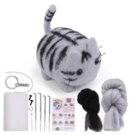 Zestaw DIY kreatywny do filcowania gotowy wzór kotek 2 z instrukcją