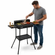 GRILL ELEKTRYCZNY STOJĄCY 2200W PŁYTA RYFLOWANA 50X25 PÓŁKI DUŻY STYLOWY