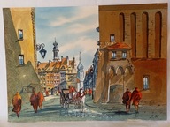 Oryginalna akwarela "Stare Miasto",1988