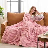 Gruby Koc 1300g 200x230cm Puszysty Miękki Ciepły Na Sofę Łóżko różowy