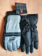 Rękawiczki szare siwe narciarskie ortalionowe zimowe dziecięce 9-12 lat