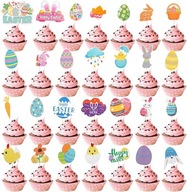 Zestaw Ozdób na Babeczki Wielkanocne 28 sztuk Topper Dekoracja