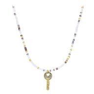 59030 Celebrytka złota stal chirurgiczna kluczyk koraliki