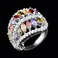 PIERŚCIONEK VINTAGE DIAMENTY DIAMENTAMI CYRKONIAMI modny śliczny LIŚCIE