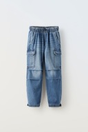 ZARA SPODNIE JEANS O KROJU PARACHUTE CARGO DZIEWCZYNKA 134