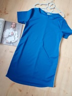 city life xl 42 sukienka midi lampas prosta niebieska krótki rękawek