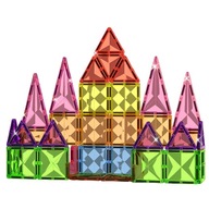 KLOCKI MAGNETYCZNE KONSTRUKCYJNE DLA DZIECI 3D 2D ZAMEK ZESTAW DUZE XXL