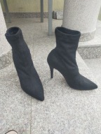 OFFICE LONDON nr 40-41 eleganckie czarne brokatowe botki na szpilce