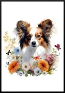 A2 PLAKAT PIES W KWIATACH RASA PAPILLON
