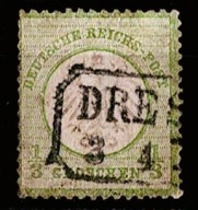 Nominał 1/3 Groschen znaczek z małą tarczą (Kleiner Brustschild). Michel 2a