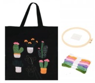 Zestaw do Haftowania Wyszywania TORBA BAWEŁNIANA DIY Muliny Igła Tamborek