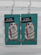 Kolczyki No more experiments decoupage grafika szczur Handmade