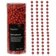 KORALE OZDOBNE ŚWIĄTECZNE NA CHOINKĘ 10m CZERWONE ŁAŃCUCH GRILANDA