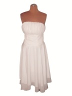 KREMOWA ROZKLOSZOWANA SUKIENKA ŚLUB 34 36