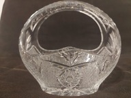 Polski kryształ bardzo ładny duży koszyk kryształowy koszyczek z uchwytem