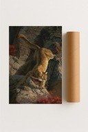 Plakat bez ramy 40x50cm Skalny Drapieżnik wilk góry dzikość art obraz