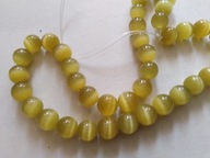 H6- KOCIE OKO - OLIWKOWE /ŻÓŁTE - kula - 8mm - 18sztuk