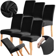 ZESTAW 6xPOKROWCE POKROWIEC ETUI OCHRONA NA KRZESŁO KRZESŁA WELUROWY CZARNY