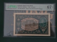 10 Marek 1919 rok UNC - STAN BANKOWY - PMG 67 EPQ