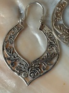 Kolczyki stare srebrne podkowy wiszące ażur PRL