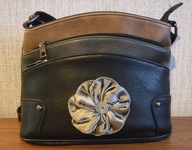 Torebka damska listonoszka czarny zielony beżowy